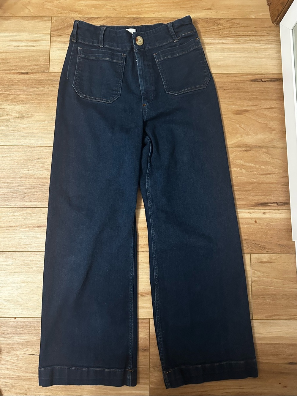 Maeve Dark Navy Wide-Leg High-Rise Jeans